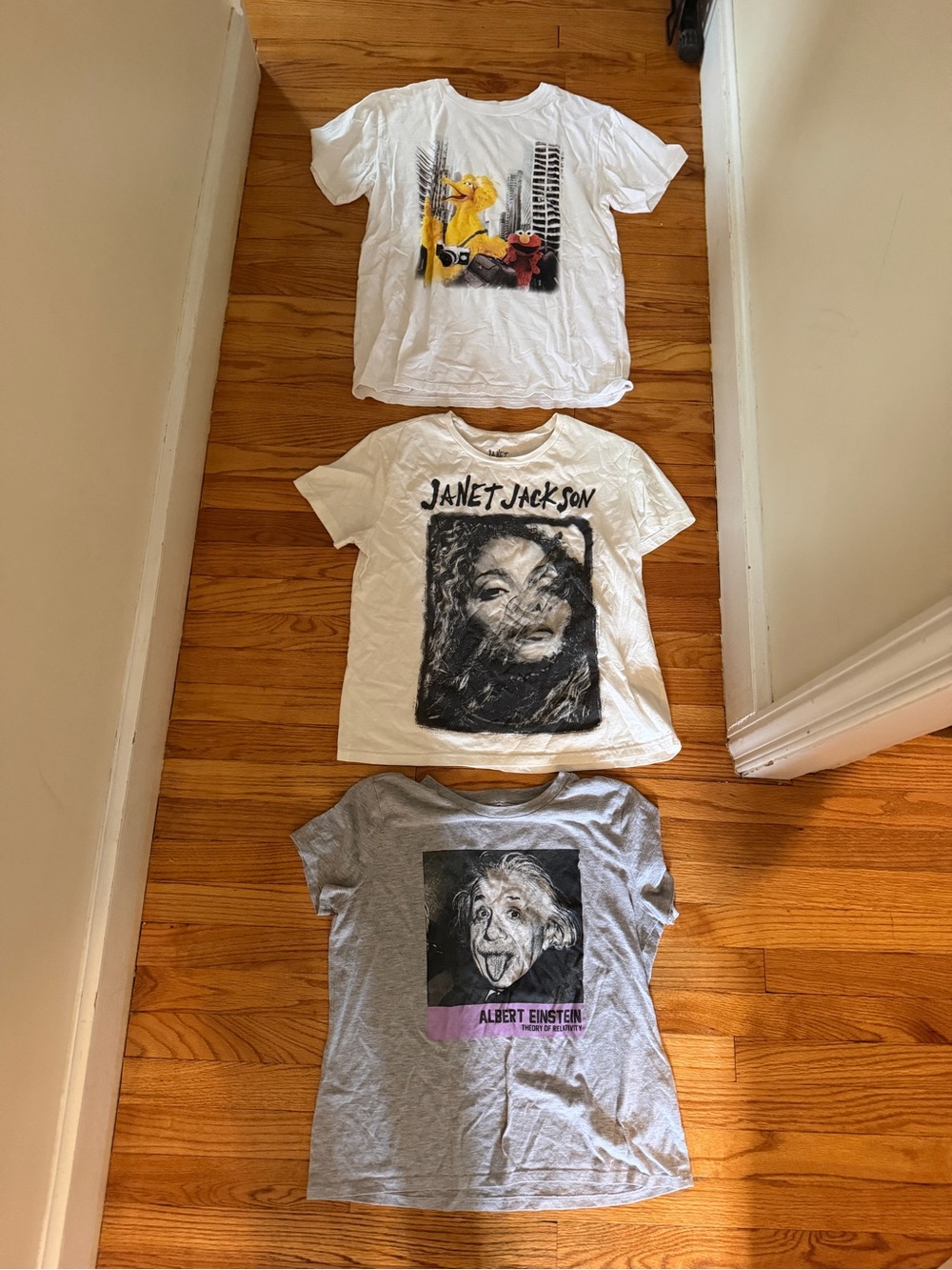 Multiples White and Gray Short-Sleeve Graphic Tee Trio